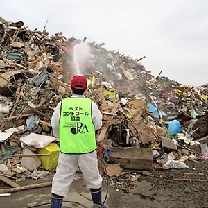 常総水害消毒作業